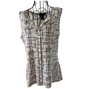 White House Black Market Cream Colored Printed Shell Size Medium